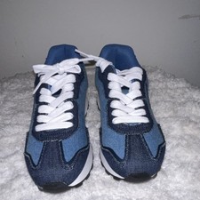 Zapatillas bajas para mujer GUESS denim con cordones azul blanco