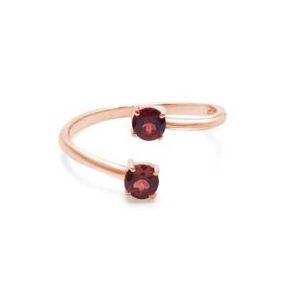 Bague grenat pierres précieuses argent sterling 925 fin fait main plaqué or r... - Photo 1/3
