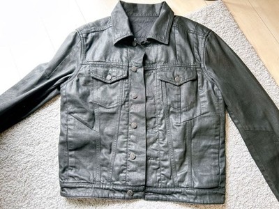 DIESEL Coating Denim Jacket L Used From Japan Black Gloss Slim Fit RARE Dark