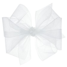 Girls Organza Double Hair Bow on a WeeStay Clip with Satin Knot Center, Mediu...