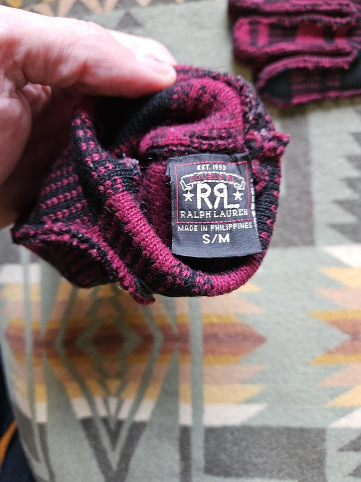 Guantes a Cuadros RRL Ralph Lauren 2008 Cuero y Lana S/M De Colección Y2K Nueva York Foto 3 de 4