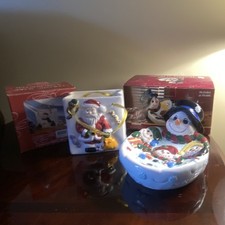 Holiday at Home Ceramic Christmas Figurine Set Santa Claus Snowman Multicolor