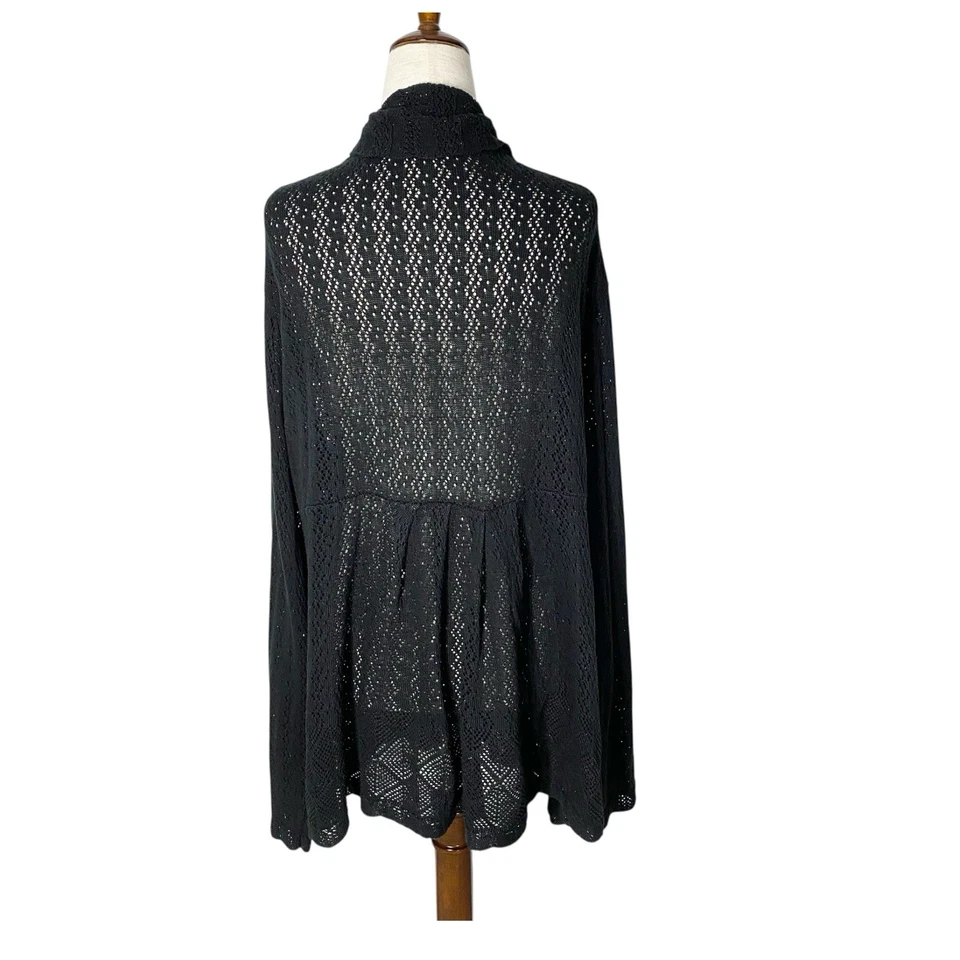 Y2K AMERICAN RAG CIE Sparkly Crochet Cardigan 3XL Black Witchy Whimsigoth Vntg - Image 4 of 4