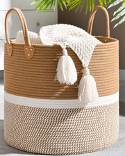 Large Blanket Basket 18"x18"x16" ,Woven Baby Laundry Hamper for Storage, Cot...