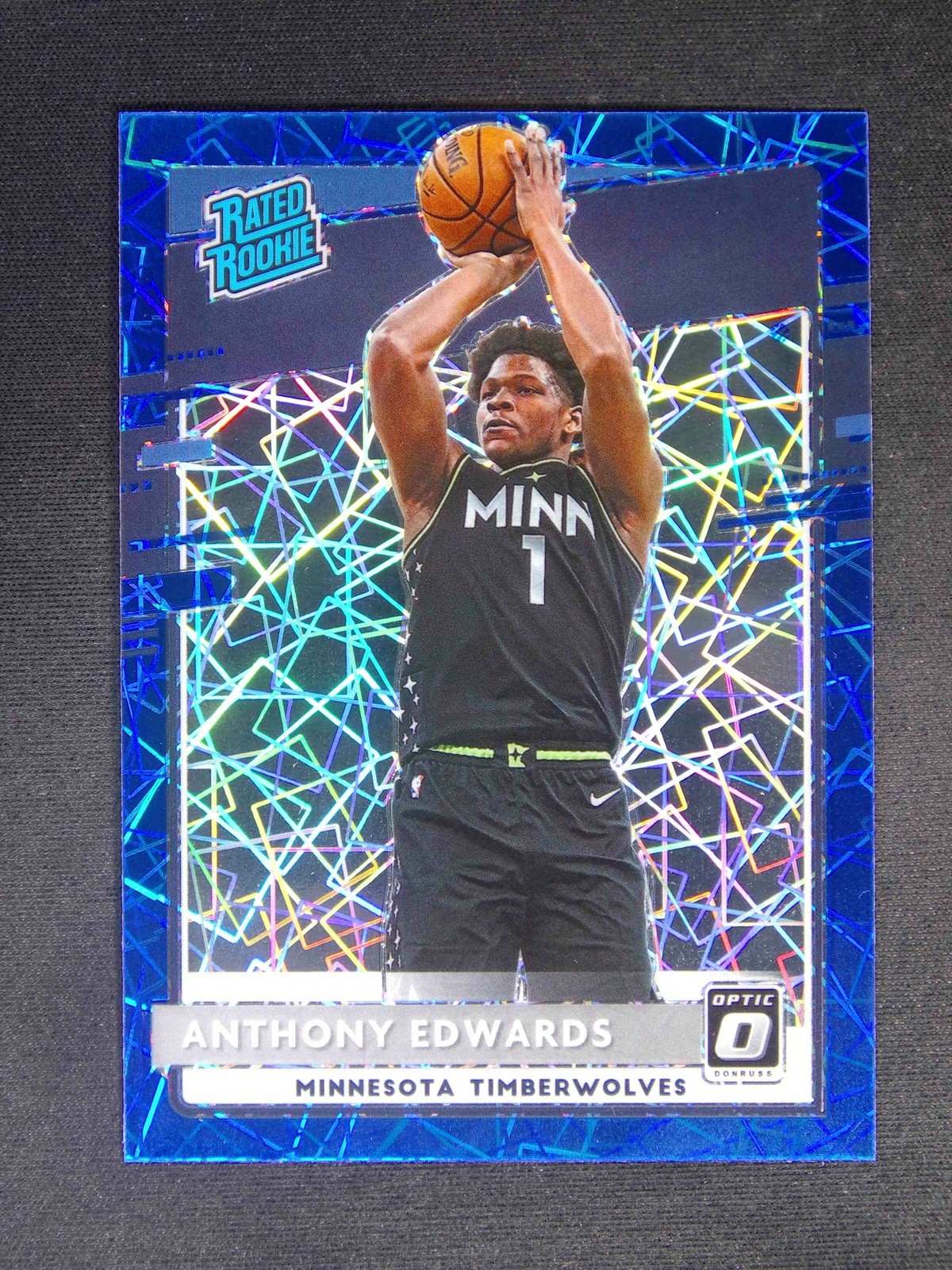 2020-21 Panini Donruss Optic Anthony Edwards #151 RC Rated Rookie Blue Velocity