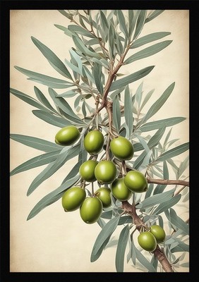 Dramatic Olive Branches Framed Wall Art Poster Canvas Print Picture