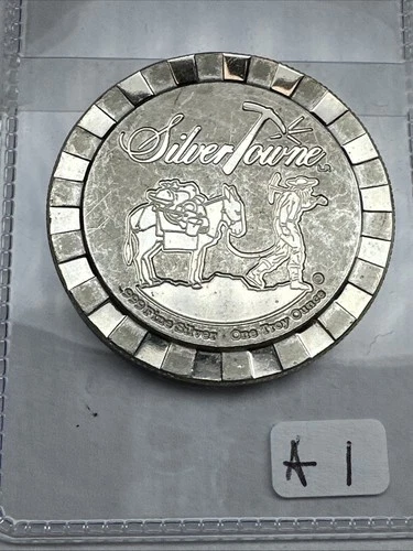 SILVER TOWNE 1 OZ. .999 SILVER POKER CHIP STYLE STACKER - COOL Proof Like
