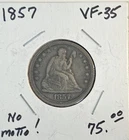 1857, No MOTTO, SEATED LIBERTY QUARTER