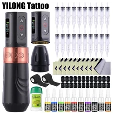 Professional Brushless Motor Tattoo Gun Machine Pen+2 Wireless Power Kit 2000mAh