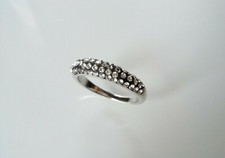 Anello fedina veretta da donna swarovski elements fidanzamento fede fascia nero