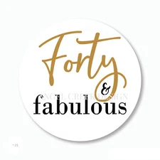 Golden Forty and Fabulous Scrapbook Stickers Envelope Seals 40th Birthday Favors