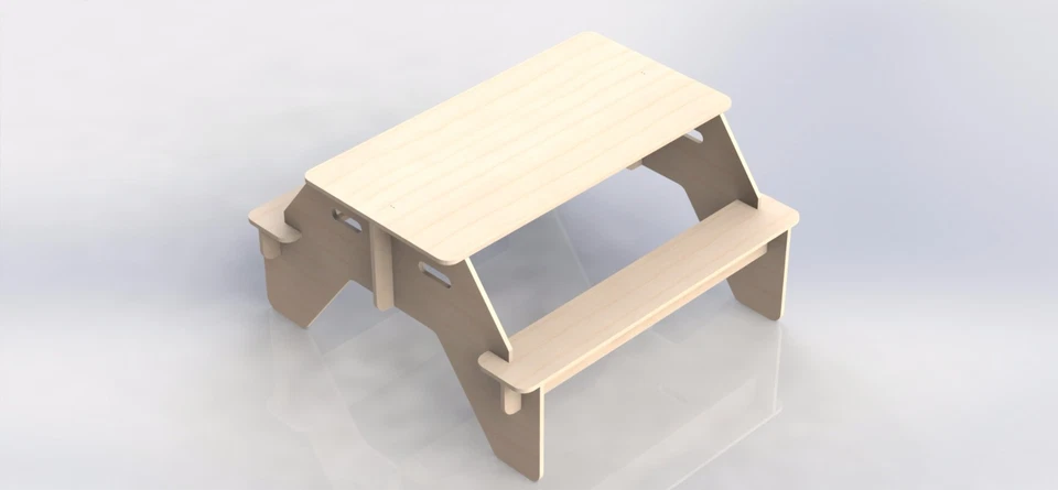 Table With Benches - Project To Cut on CNC Router Vector DXF File Woodwork 050 - Image 2 of 4