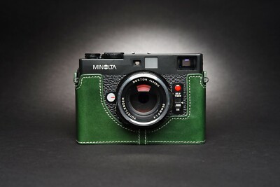 Genuine Real Leather Half Camera Case Bag Cover for  Minolta cle Film Camera