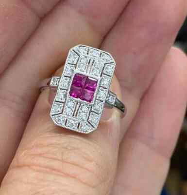 2Ct Art Deco Style Lab Created Diamond Engagement Wedding 14K White Gold FN Ring