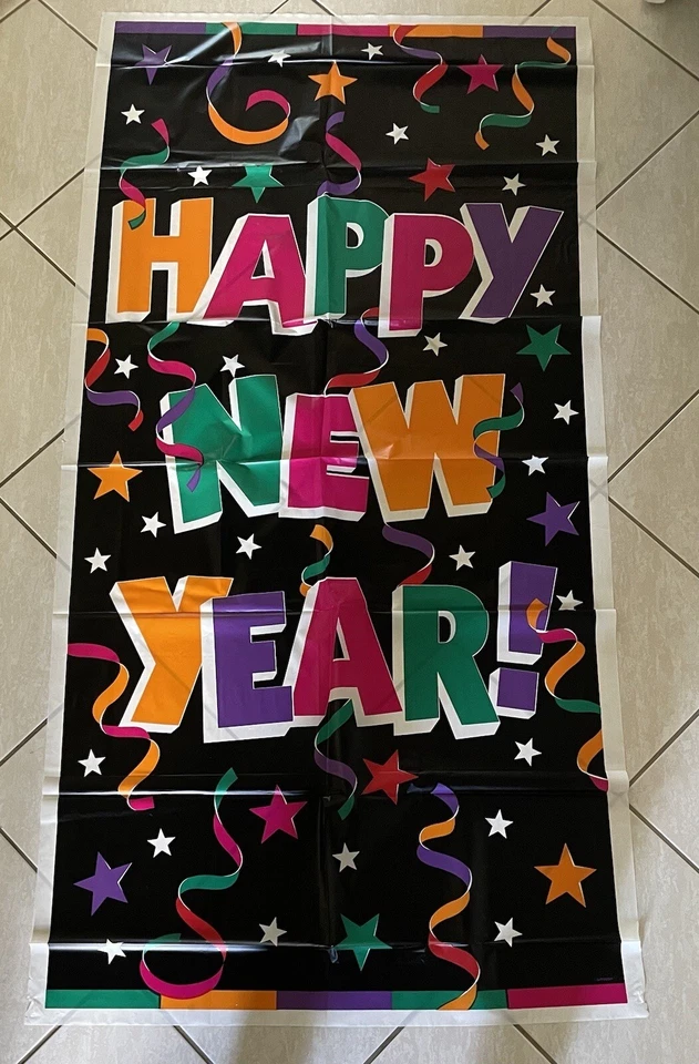 Capa/sinal de porta ou mesa de plástico feliz ano novo - Imagem 2 de 2