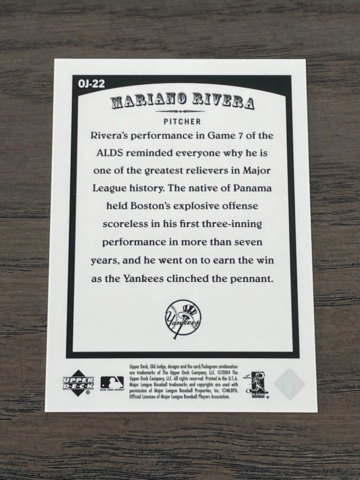 2004 Upper Deck Vintage Old Judge Mariano Rivera #OJ-22 New York Yankees - Image 2 of 2