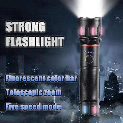 Strong Flashlight Fluorescent Color Bar Telescopic Zoom Aluminum Alloy Long - Afbeelding 1 van 11