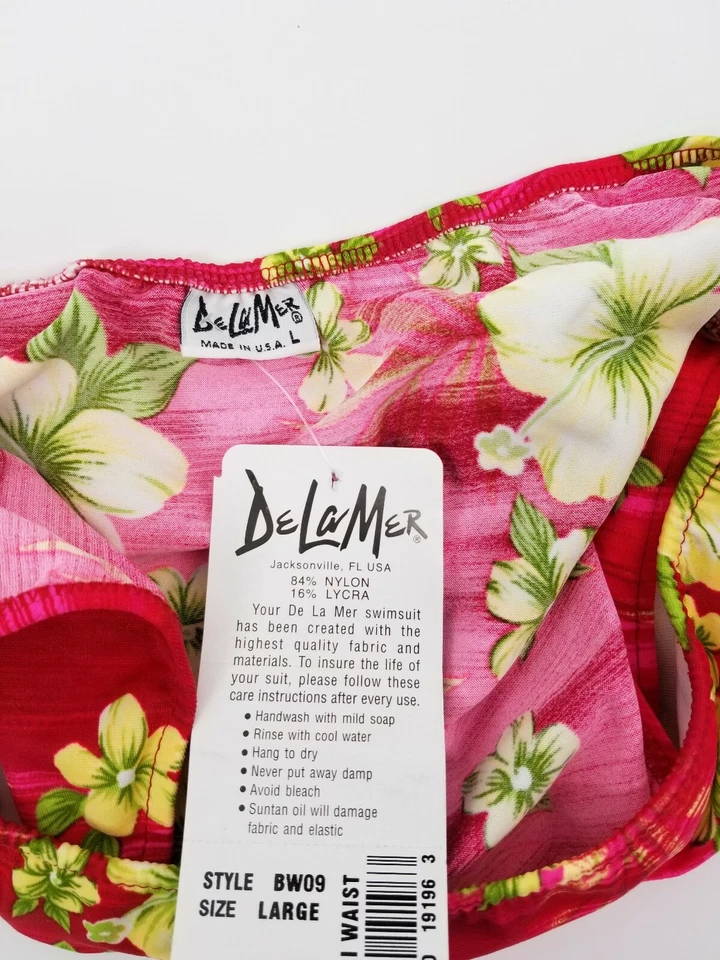 Mujer Bikini Parte Inferior Grande Rojo Rosa Floral Traje De Baño Nuevo Foto 3 de 3