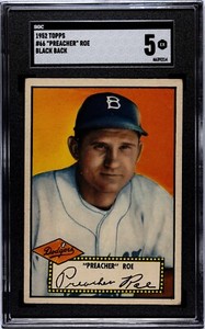 1952 Topps PREACHER ROE Brooklyn Dodgers #66 SGC 5 EX Condition