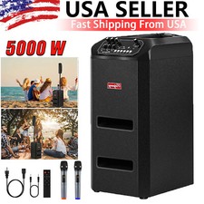 5000W Bluetooth Speaker Dual Sub woofer Party Heavy Bass Sound System Portable