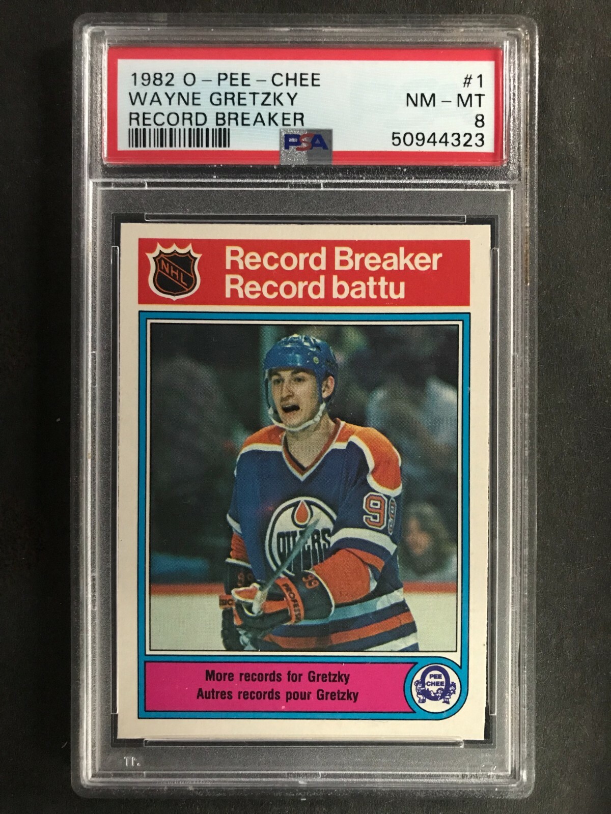 WAYNE GRETZKY RECORD BREAKER 1982-83 O-PEE-CHEE 1982-83 NO 1 PSA 8   57608