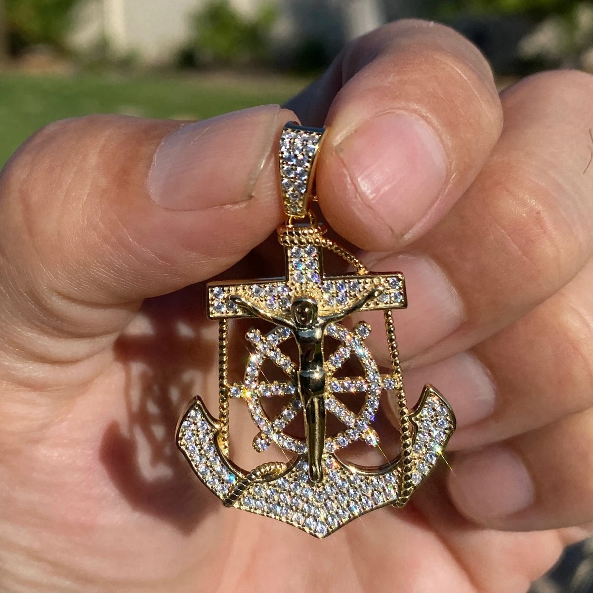Jesus cross and anchor hotsell pendant