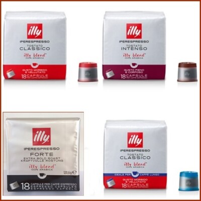 108 capsule caffè ILLY iperEspresso flavours CLASSICO INTENSO FORTE LUNGO # 100