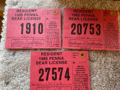 Lot of 16 1982-1989 Pa Pennsylvania Resident Bear Licenses - Picture 4 of 8