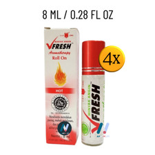 4X 8ml VFRESH Minyak Angin Strong Aromatherapy Essential Oil Roll On Nausea Cold