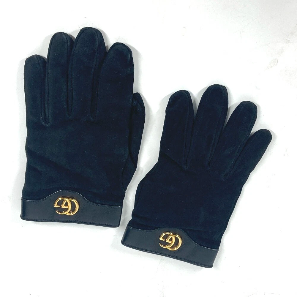 GUCCI Accessories GG Interlocking Gant Gants en daim / cuir noir