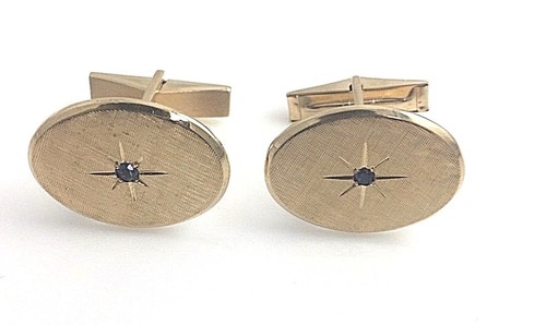 Gemelos de zafiro azul ovalados oro amarillo auténtico Tiffany & Co.14k 585 - Imagen 4 de 9
