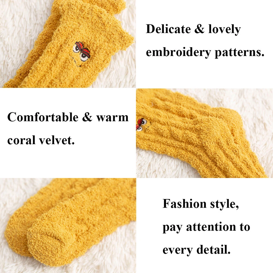 Mujeres Coral Terciopelo Calcetines Moda Invierno Lindos Animales Dibujos Animados Niña Regalo de Navidad Nuevo Foto 4 de 4