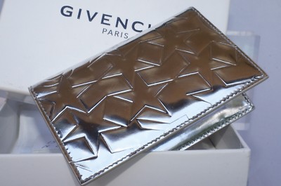 New Givenchy Men's Wallet Credit Card Bi-Fold CC Holder Silver 