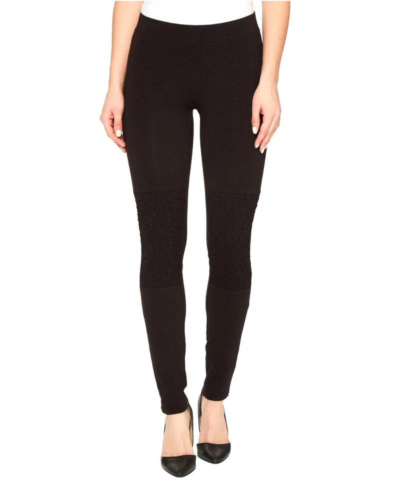 Leggings para mujer Hue negros lisos de encaje y rodilla de algodón talla S 145570 Foto 2 de 3