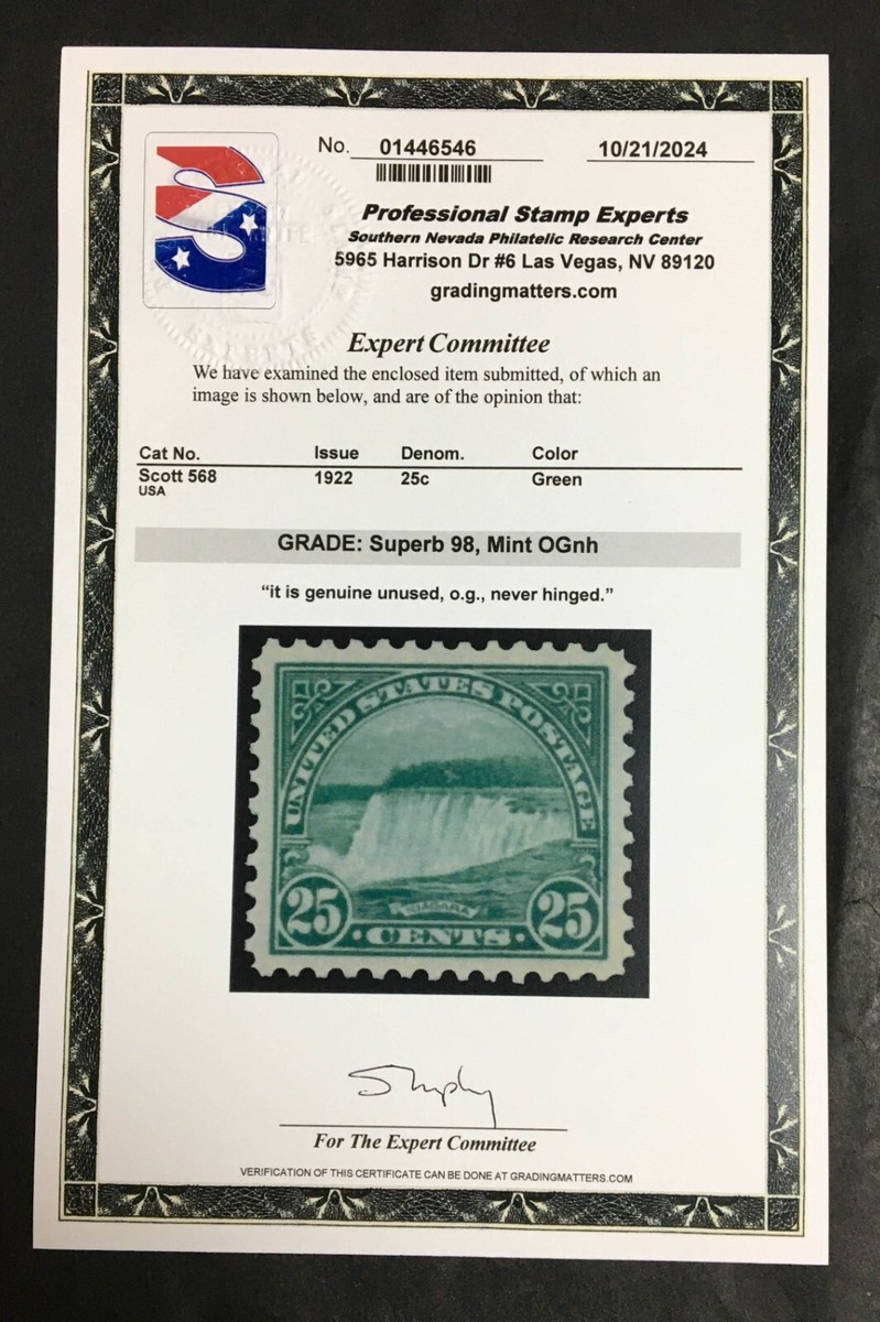 MOMEN: US STAMPS #568 MINT OG NH PSE GRADED CERT SUP-98 LOT #92365