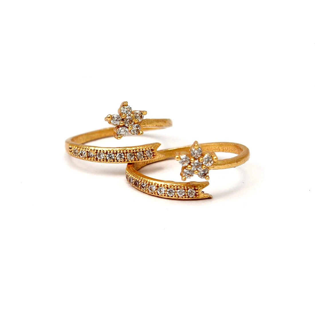 Indian Traditional Gold Plated Bridal Adjustable Toe Rings For Women