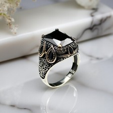 Solid 925 sterling silver ring with black onyx gemstone size 7-15 us