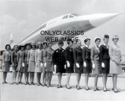 1969 CONCORDE SONIC JET AIRPLANE AVIATION 8X10 PHOTO FLIGHT ATTENDANTS AIRLINES