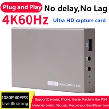 4K 60fps HDMI Game Capture Card USB 3.0 Video Live Streaming Recording Box w Mic