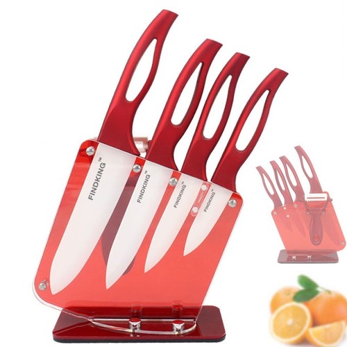Juego de cuchillos de cerámica con mango rojo de circonio pelador ensalada carne par de chef - Imagen 11 de 11