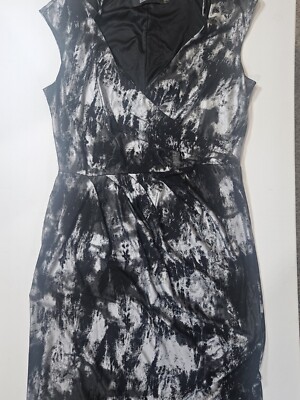 Ellen Tracy Midi Dress Size 8 Black Grey Fairycore Witchy Halloween Party Goth