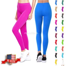 Women Leggings Footless Pants Yoga Skinny Fitness Solid Basic Stretch Athletic