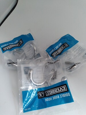 Lot of Chrome Plated Double Robe Hook In Everbilt Prong