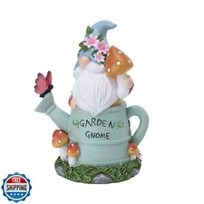Ovewios Garden Gnome Statue, Solar Powered Gnome Outdoor Decorations with Wat