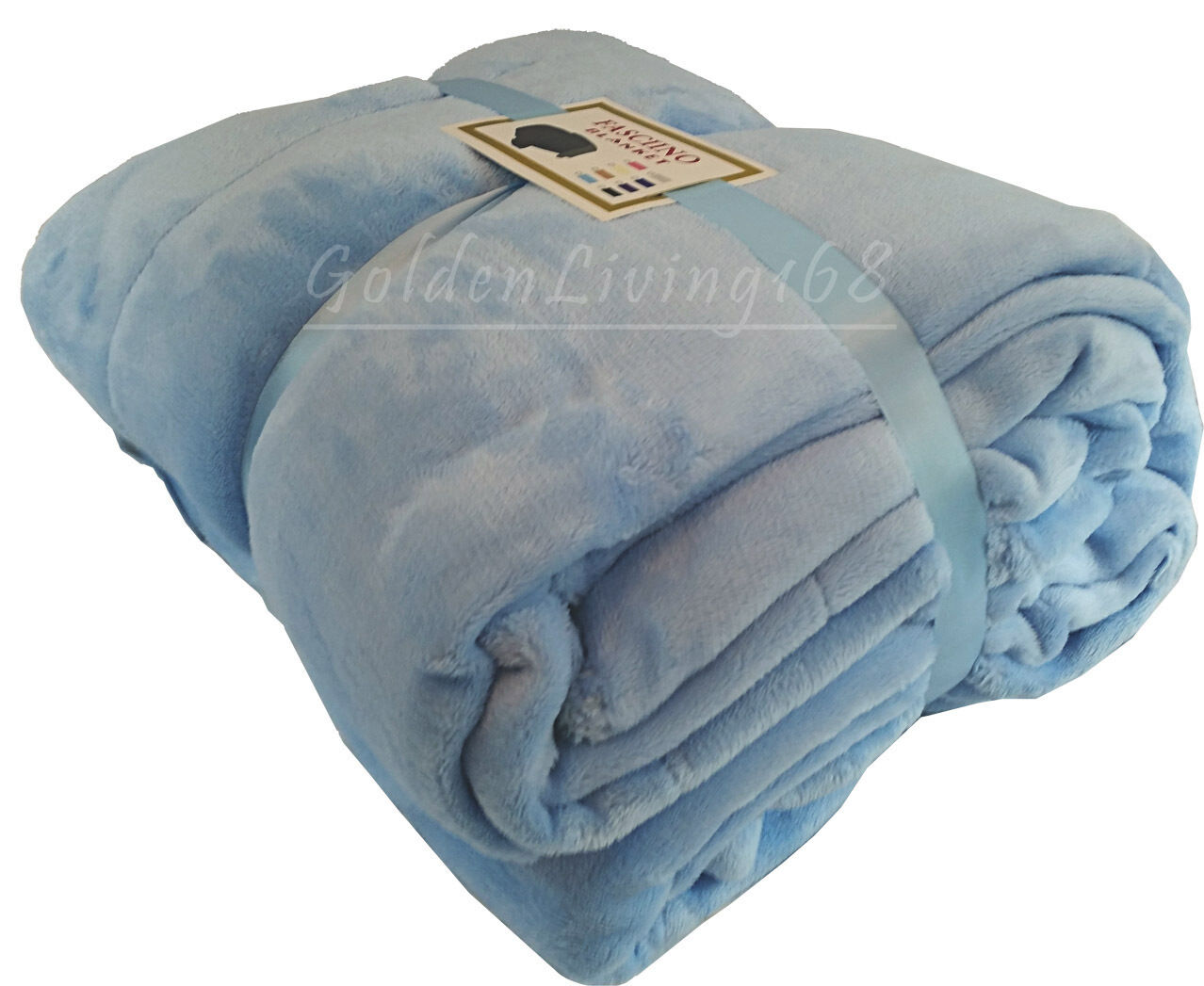 Light Blue Soft High Quality Queen Borrego Velour Plush Fleece Blanket Throw EBay