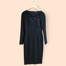 Black Halo NWT Masca Long Sleeve Criss Cross Front Sheath Dress Black Designer 4