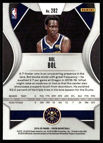 2019-20 pépites Panini Prizm Bol Bol recrue G41 Denver #282 - Photo 2 sur 2