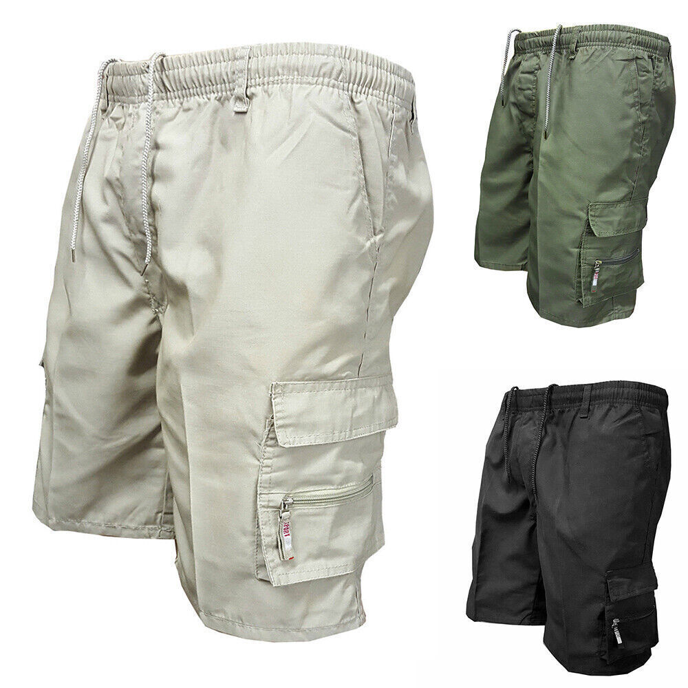 Mens Elasticated Cargo Shorts Casual Work Combat Drawstring Mens Elasticated Cargo Shorts Casual Work Combat Drawstring