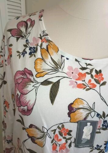 TERRA SKY 20W/22W Colorful Floral Generous Fit Modal Long Sleeve Tunic Top NEW