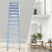 12 Steps Loft Wall Folding Pulldown Attic Ceiling Ladder Stairs 1102.3 lbs
